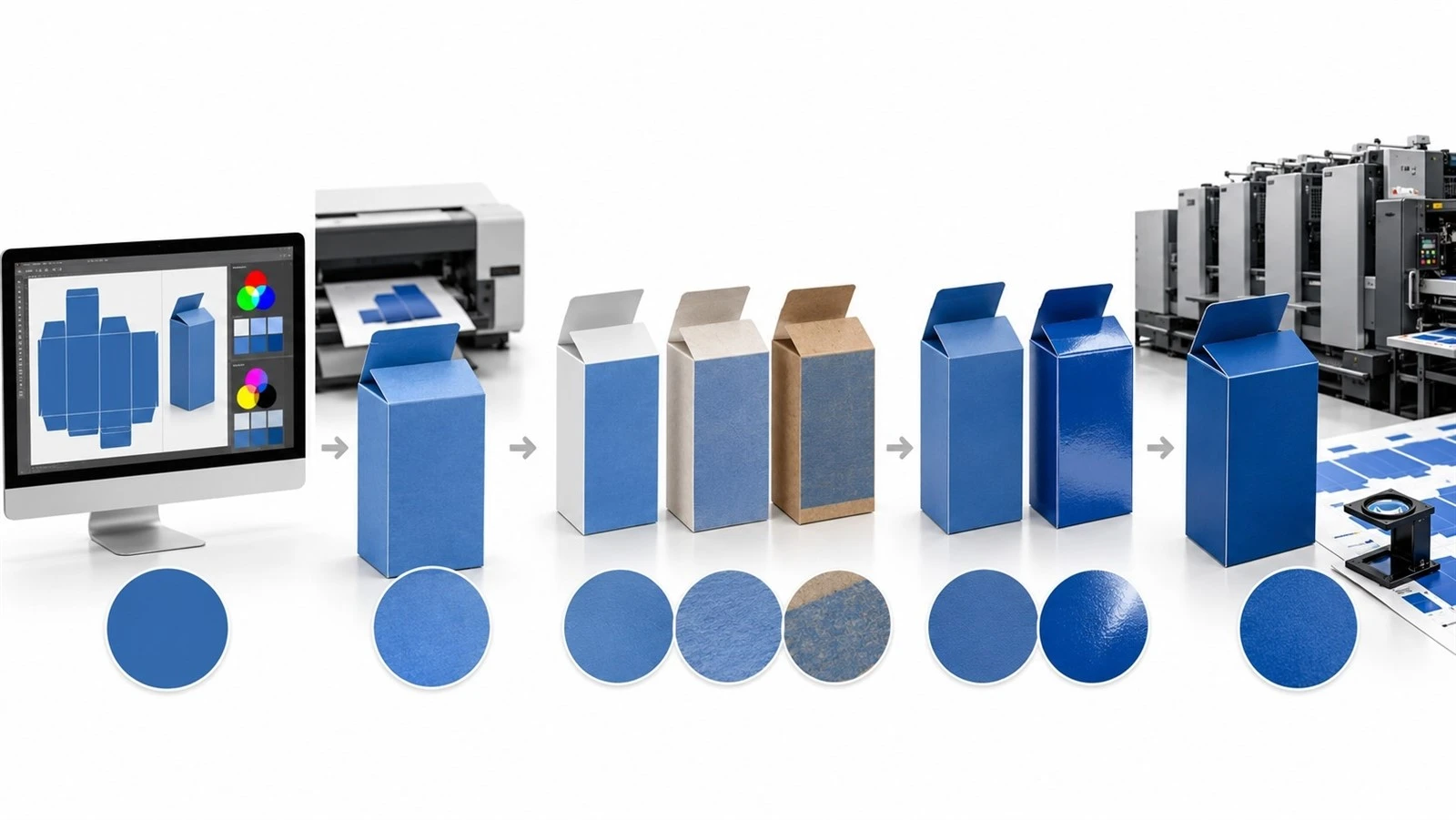 Five stages where packaging color can change: artwork, proofing, substrate, finishing, and production. Five stages where packaging color can change: artwork, proofing, substrate, finishing, and production.