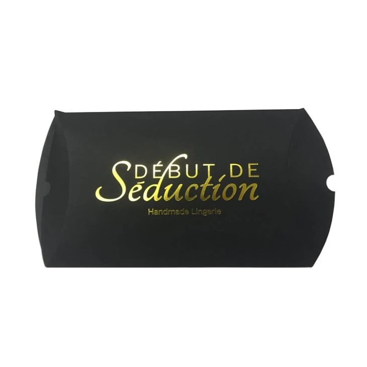 Gold Stamping Black Pillow Box Gold Stamping Black Pillow Box